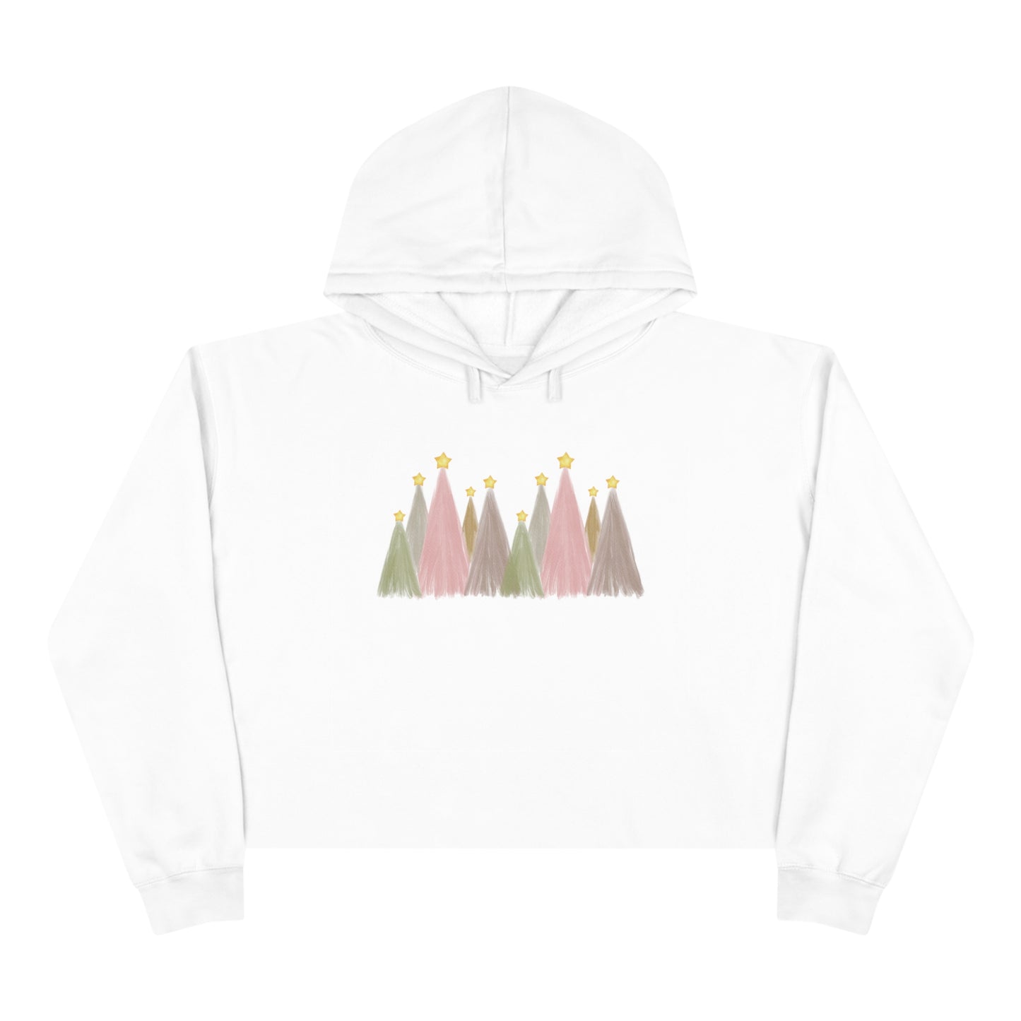 Pastel Christmas Trees Cropped Christmas Hoodie