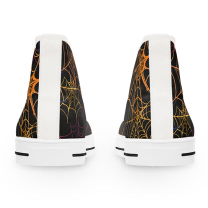 Multicolor Spiderwebs - Women's High Top Halloween Sneakers