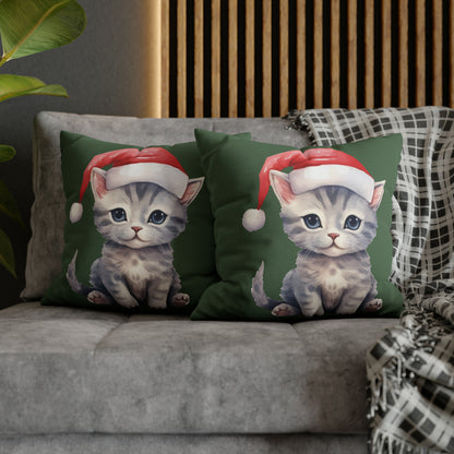 Grey Kitten Christmas Pillow Cover