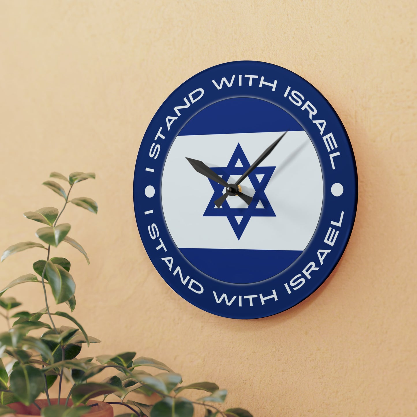 I Stand With Israel  Acrylic Wall Clock