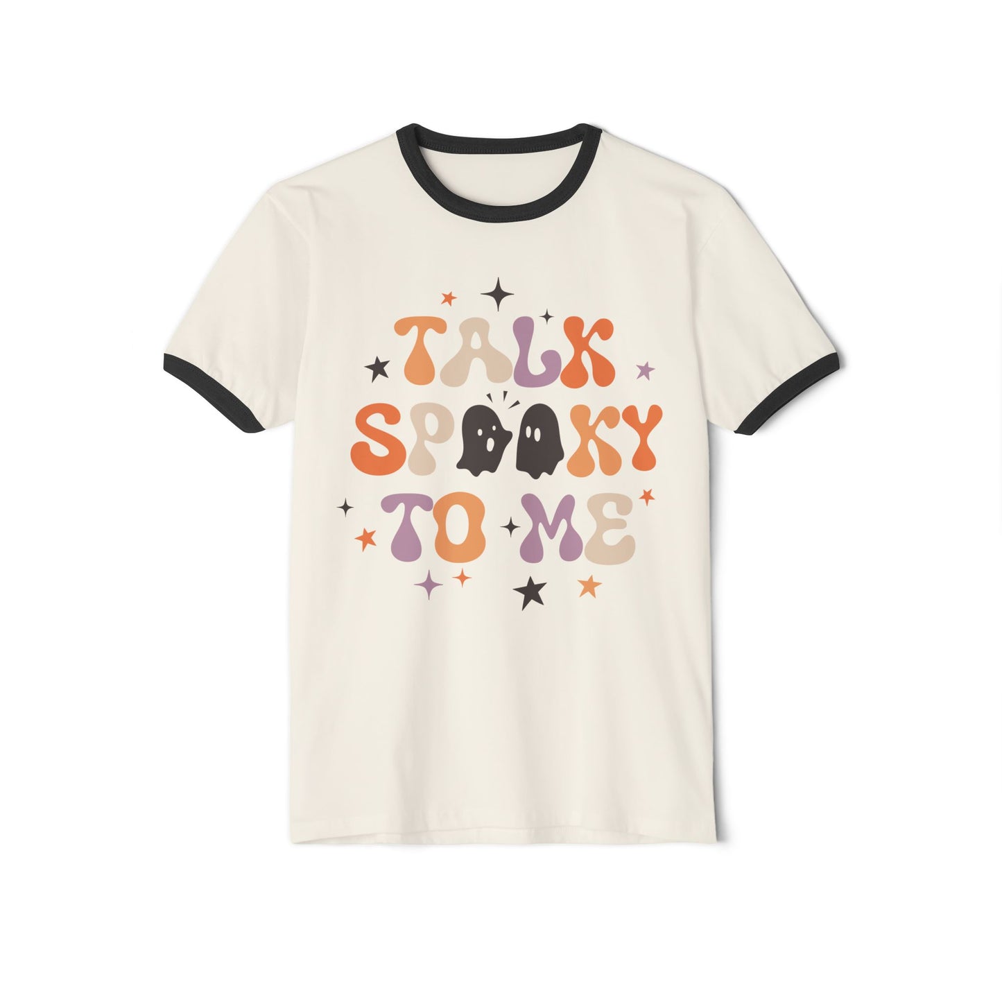 "Talk Spooky To Me" - Unisex Cotton Ringer Halloween T-Shirt