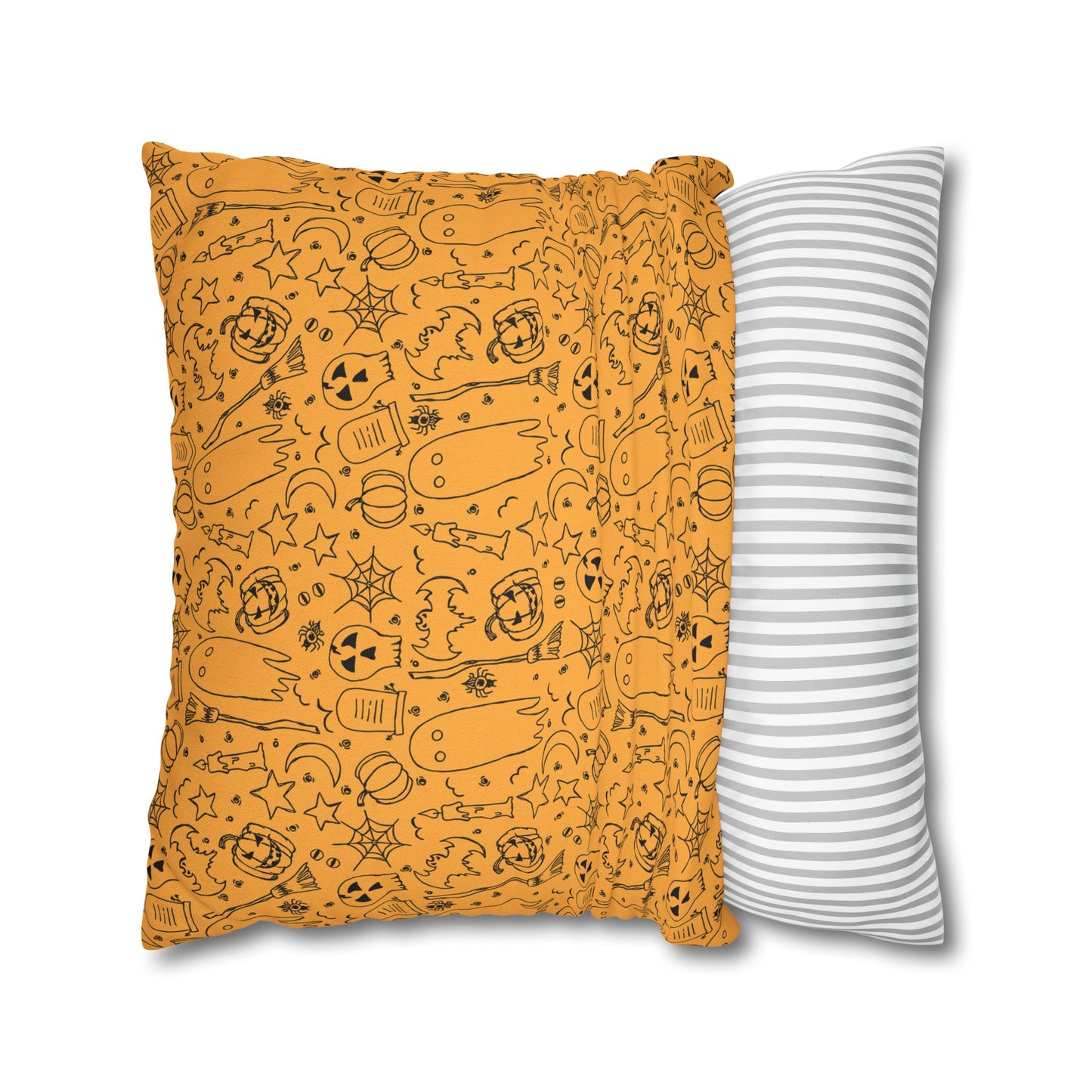 Sketchy Halloween, Orange - Halloween Pillow Cover