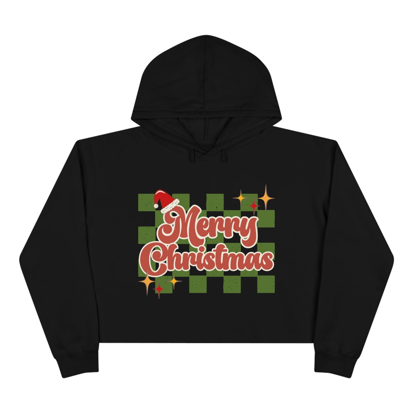 "Merry Christmas" Retro Cropped Christmas Hoodie