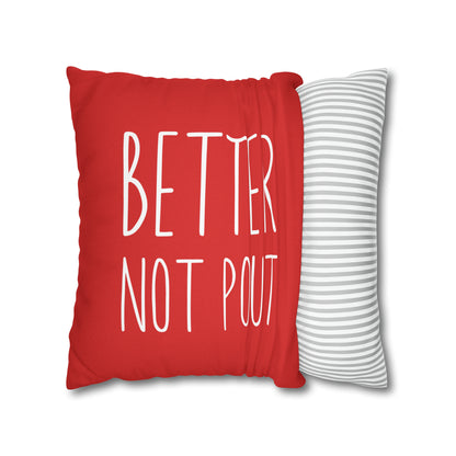 "Better Not Pout" Christmas Pillow Cover, Red