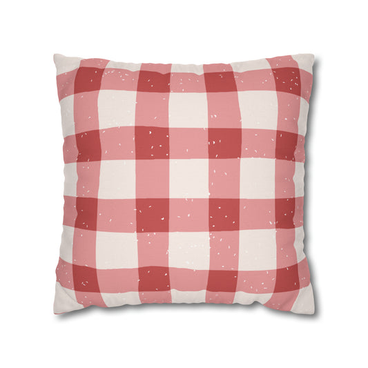 Distressed Gingham Christmas Pillow Cover