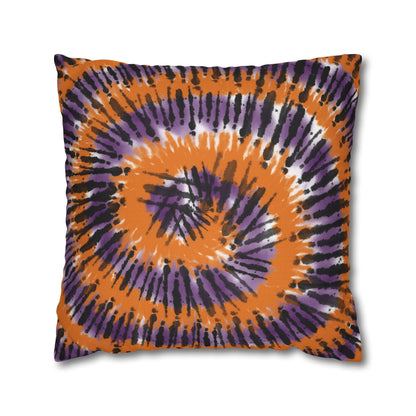 Orange, Black, & Purple Tie Dye - Halloween Pillow Cover