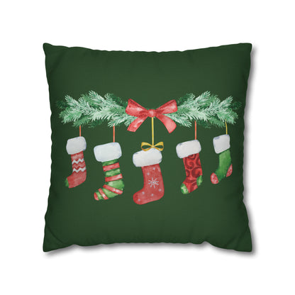 Stockings Christmas Pillow Cover, Green