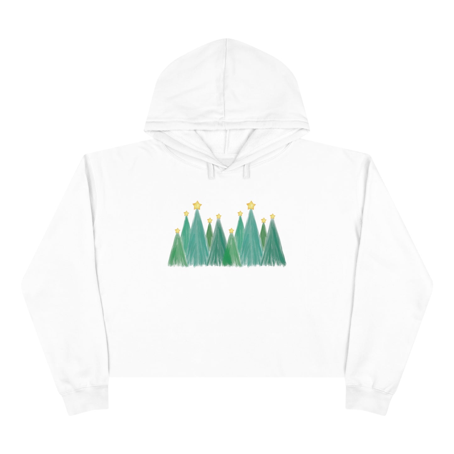 Green Christmas Trees Cropped Christmas Hoodie