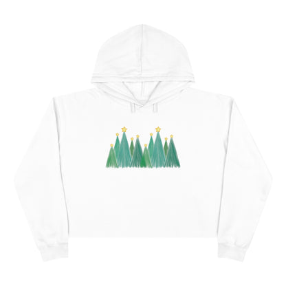 Green Christmas Trees Cropped Christmas Hoodie