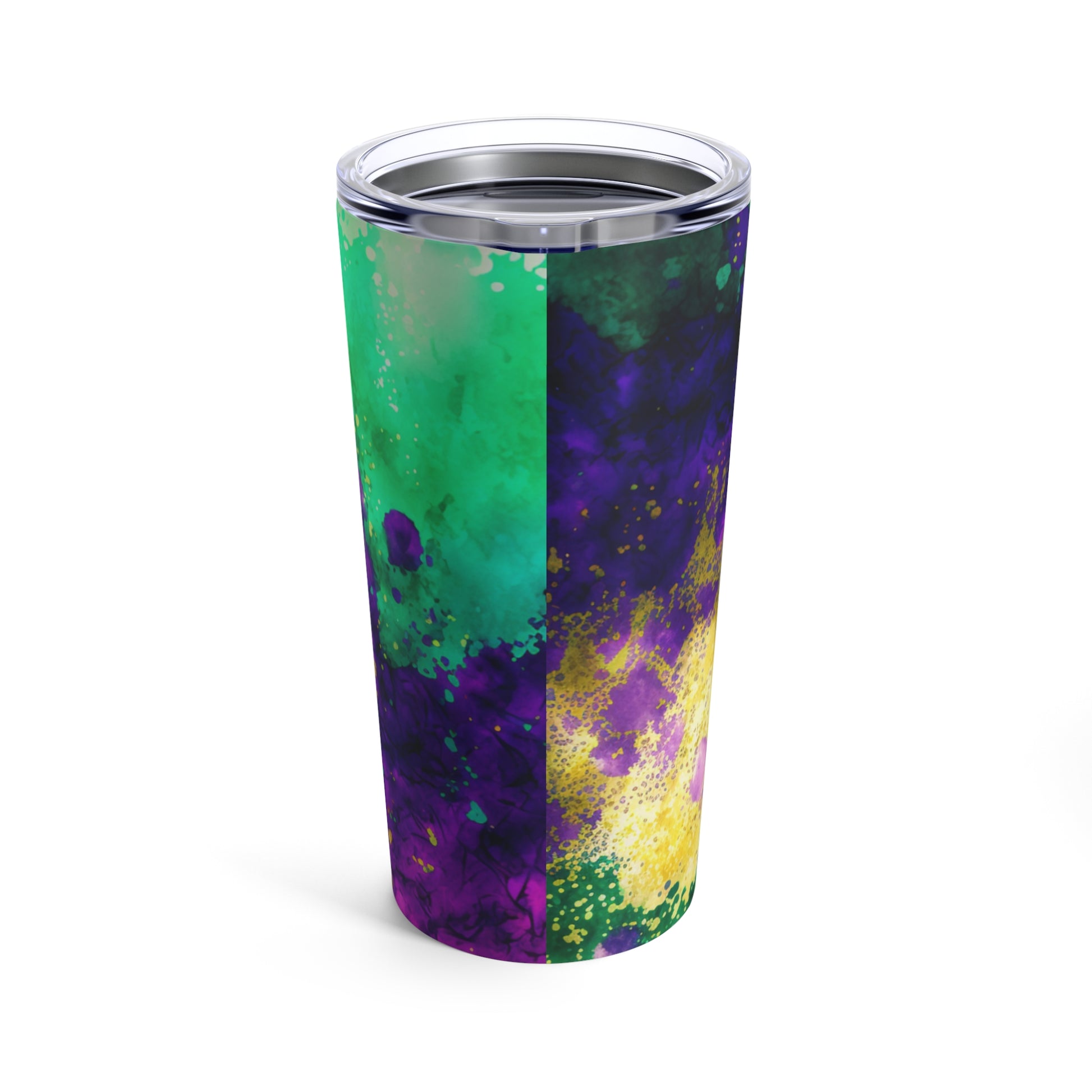 purple green and gold mardi gras themed tumbler