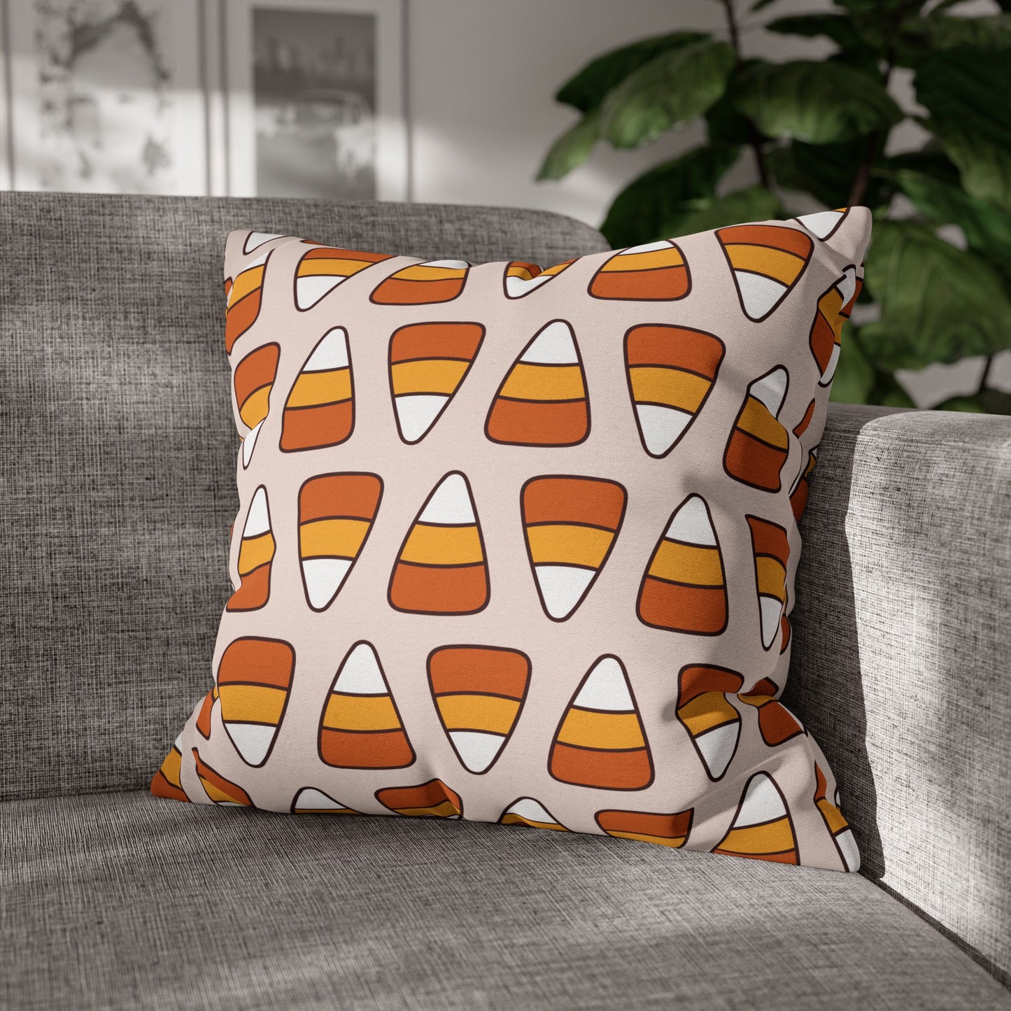 Candy Corn, Beige - Halloween Pillow Cover