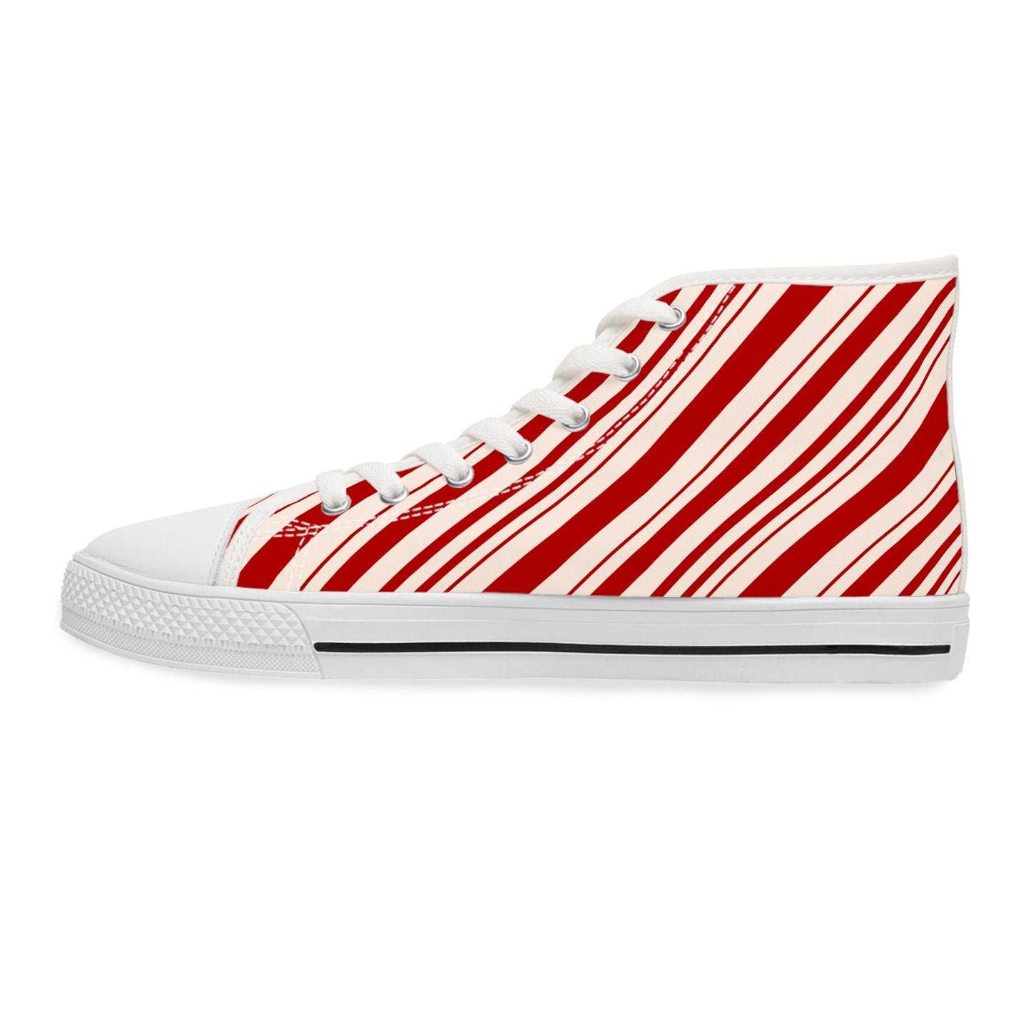 Candy Cane Stripe - Women's High Top Christmas Sneakers