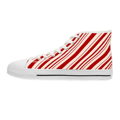 Candy Cane Stripe - Women's High Top Christmas Sneakers