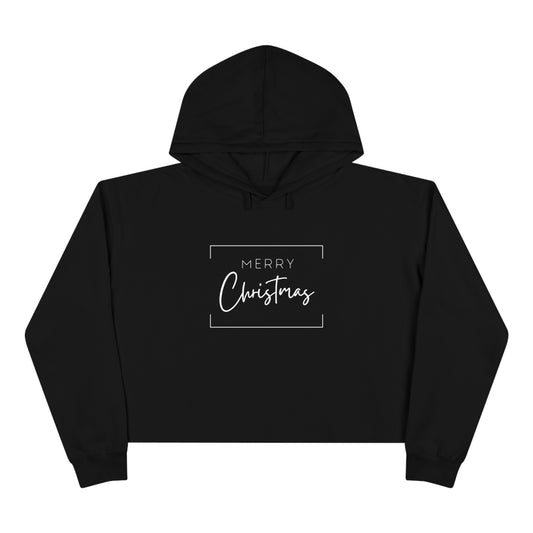 "Merry Christmas" Minimalist Cropped Christmas Hoodie