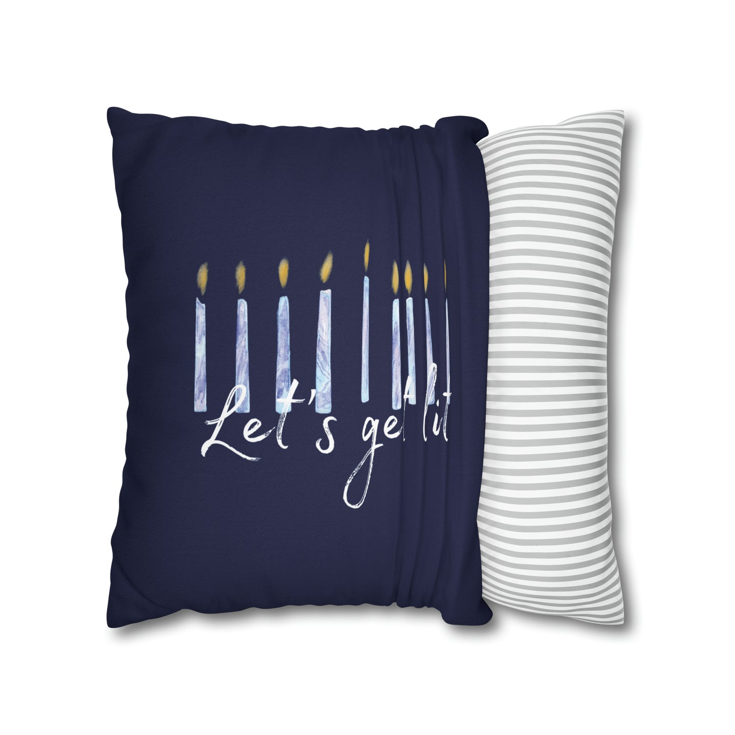 let's get lit hanukkah couch pillow cover