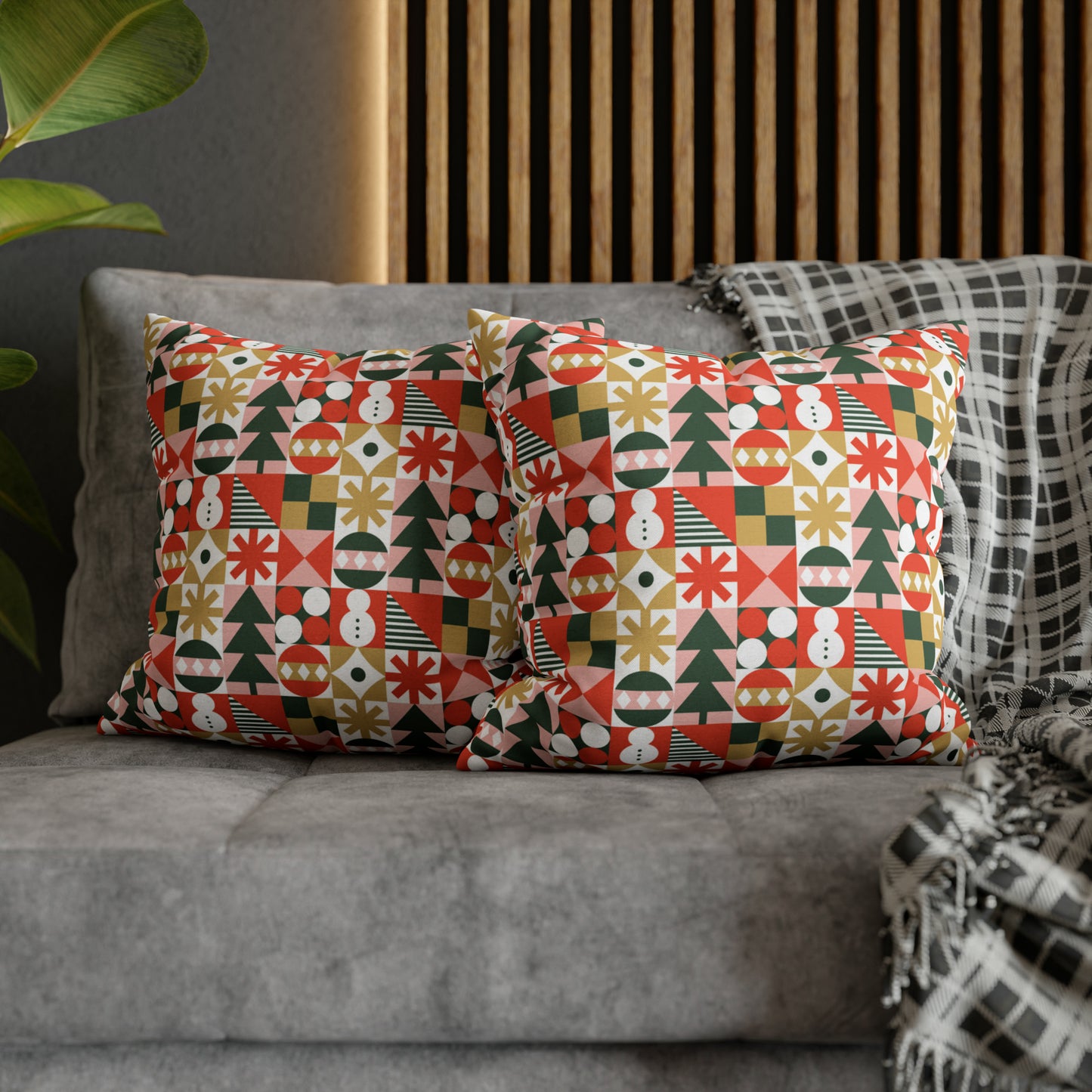 70's Style Christmas Pillow Cover