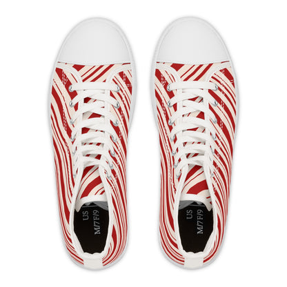 Candy Cane Stripe - Women's High Top Christmas Sneakers