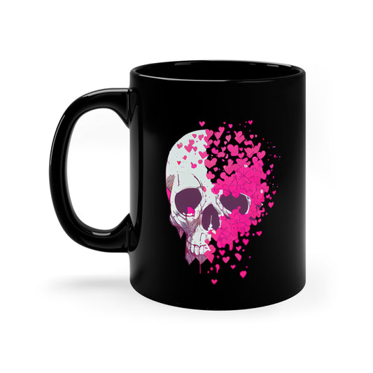 Pink Heart Skull Halloween Mug