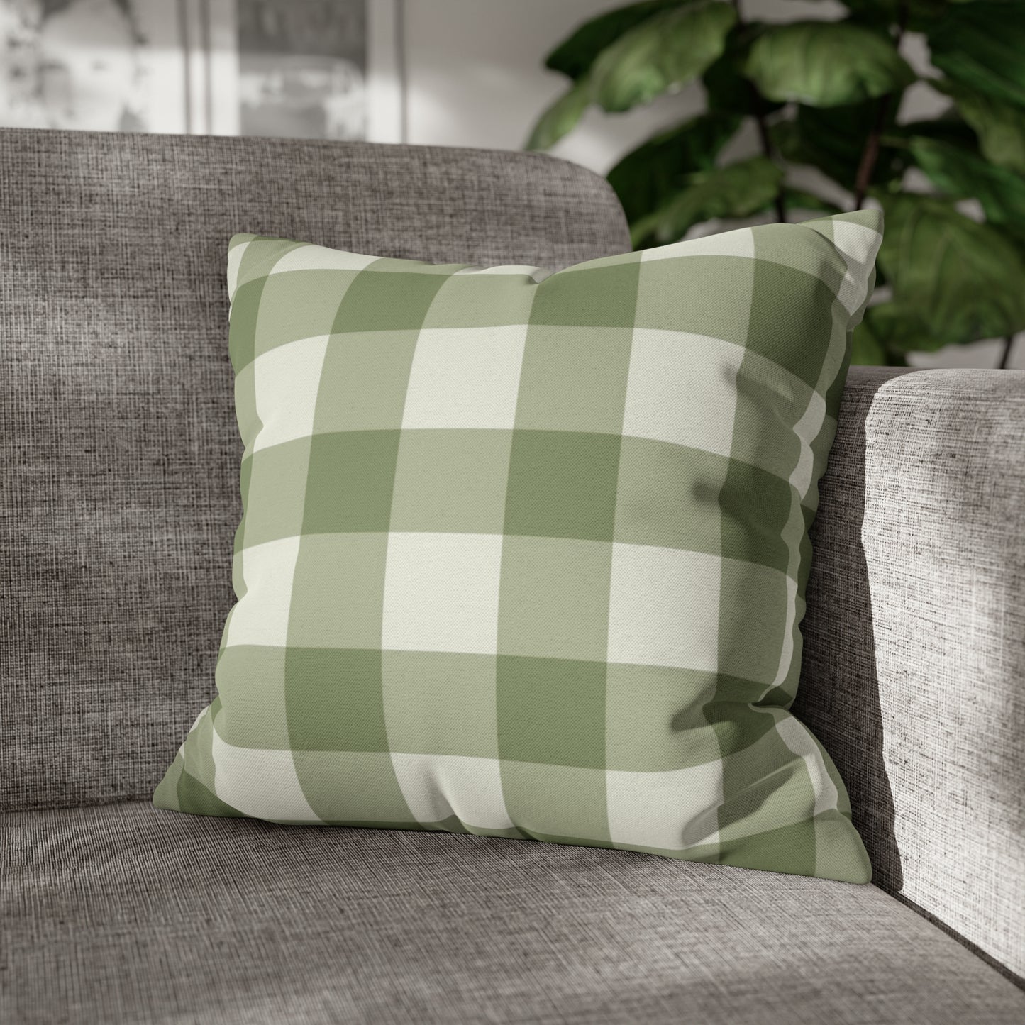 Sage Gingham Christmas Pillow Cover