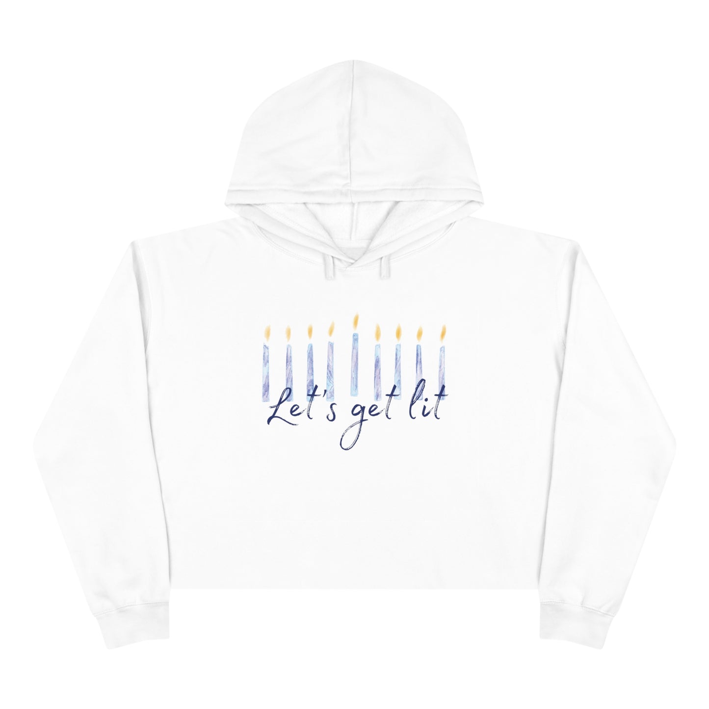 "Let's Get Lit" Cropped Hanukkah Hoodie