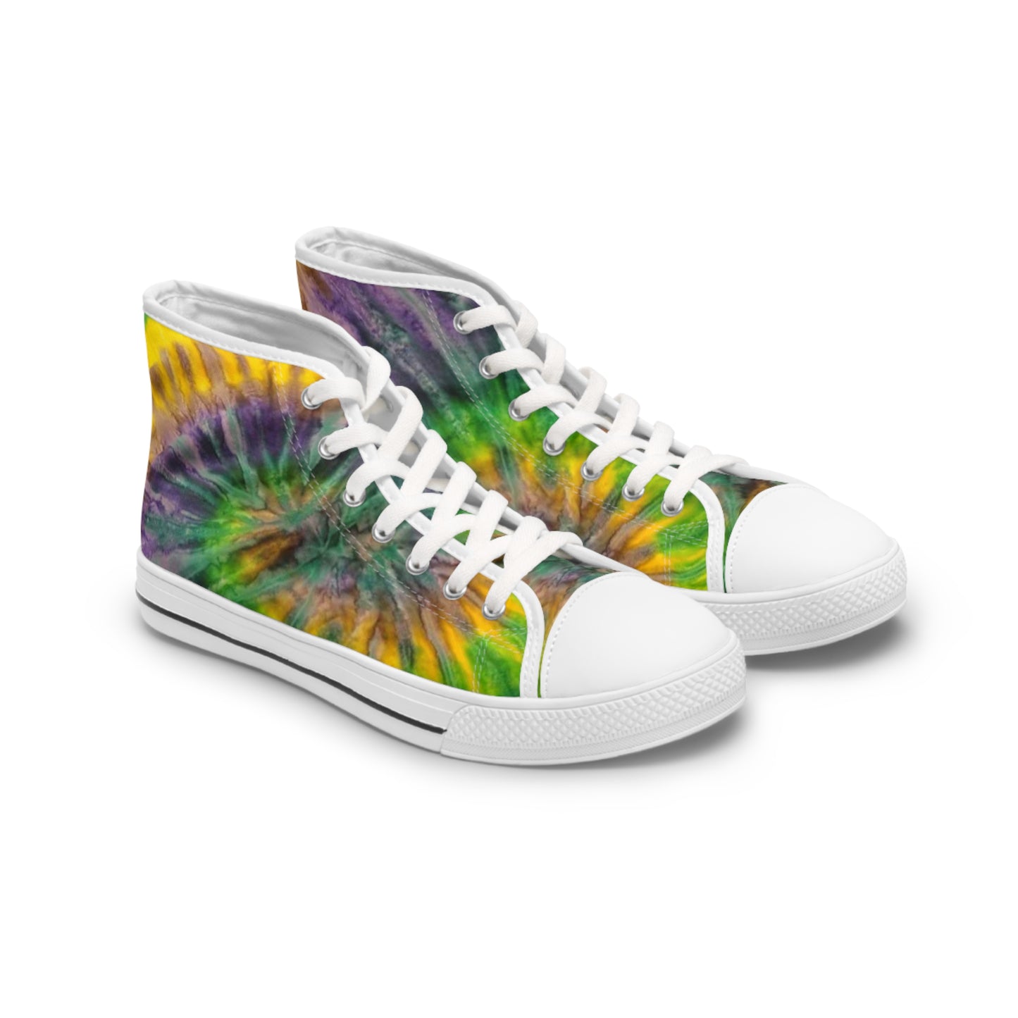 Tie Dye Print Women's High Top Mardi Gras Sneakers