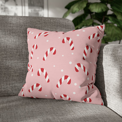 Pink Candy Cane Christmas Pillow Cover