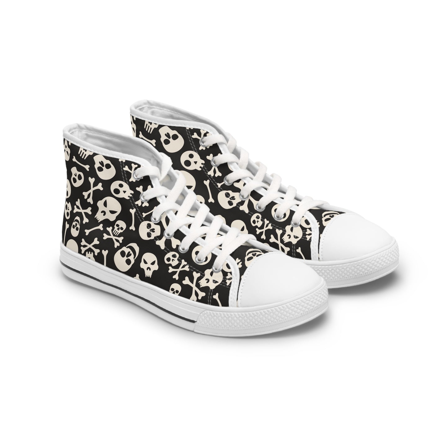 Skull and Crossbones - Women's High Top Halloween Sneakers