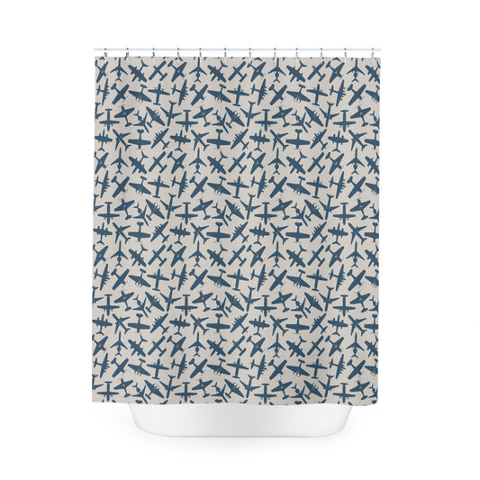 aviation merchandise, airplane patterned shower curtain 