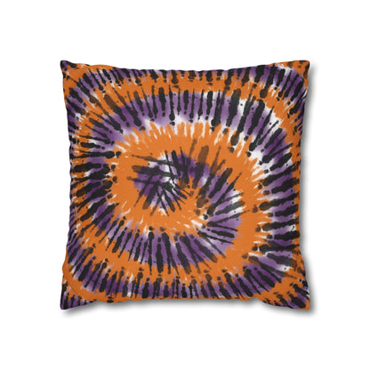 Orange, Black, & Purple Tie Dye - Halloween Pillow Cover