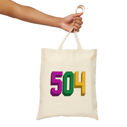 "504" Mardi Gras Cotton Canvas Tote Bag