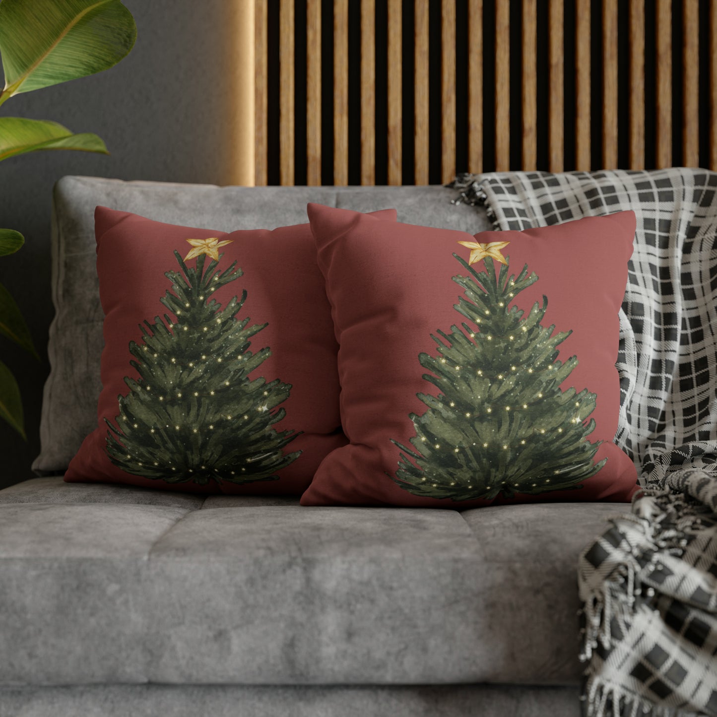 Fraser Fir Christmas Pillow Cover, Rhubarb