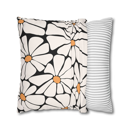 Daisy Dreams Pillow Cover - Black