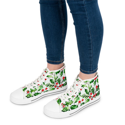 Holly Berries - Women's High Top Christmas Sneakers