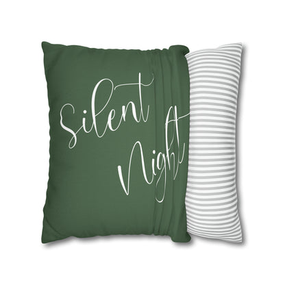 Silent Night Christmas Pillow Cover, Green