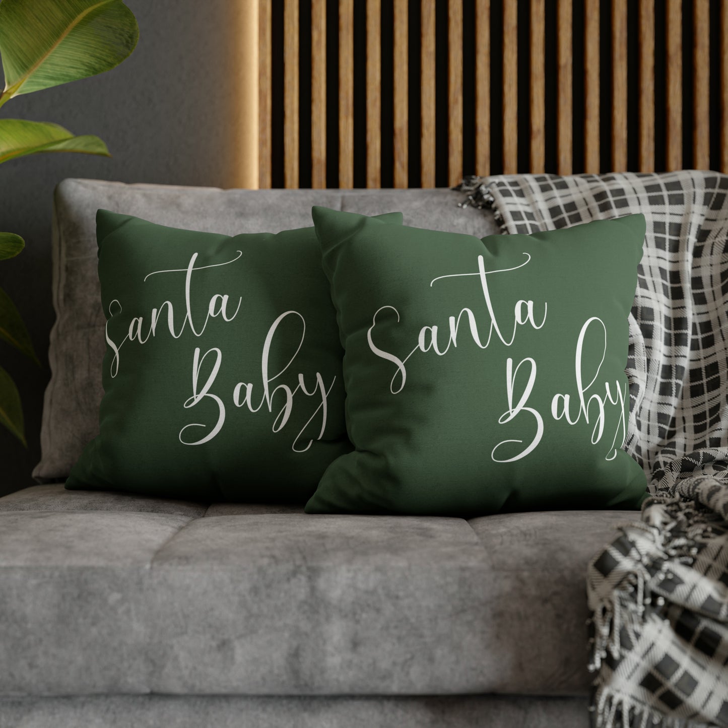 "Santa Baby" Christmas Pillow Cover, Green