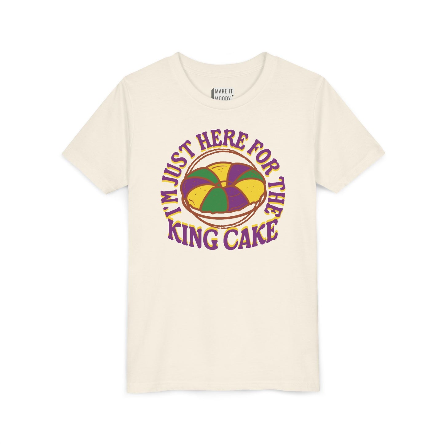 YOUTH "I'm Just Here for the King Cake" Mardi Gras Tee for Kids