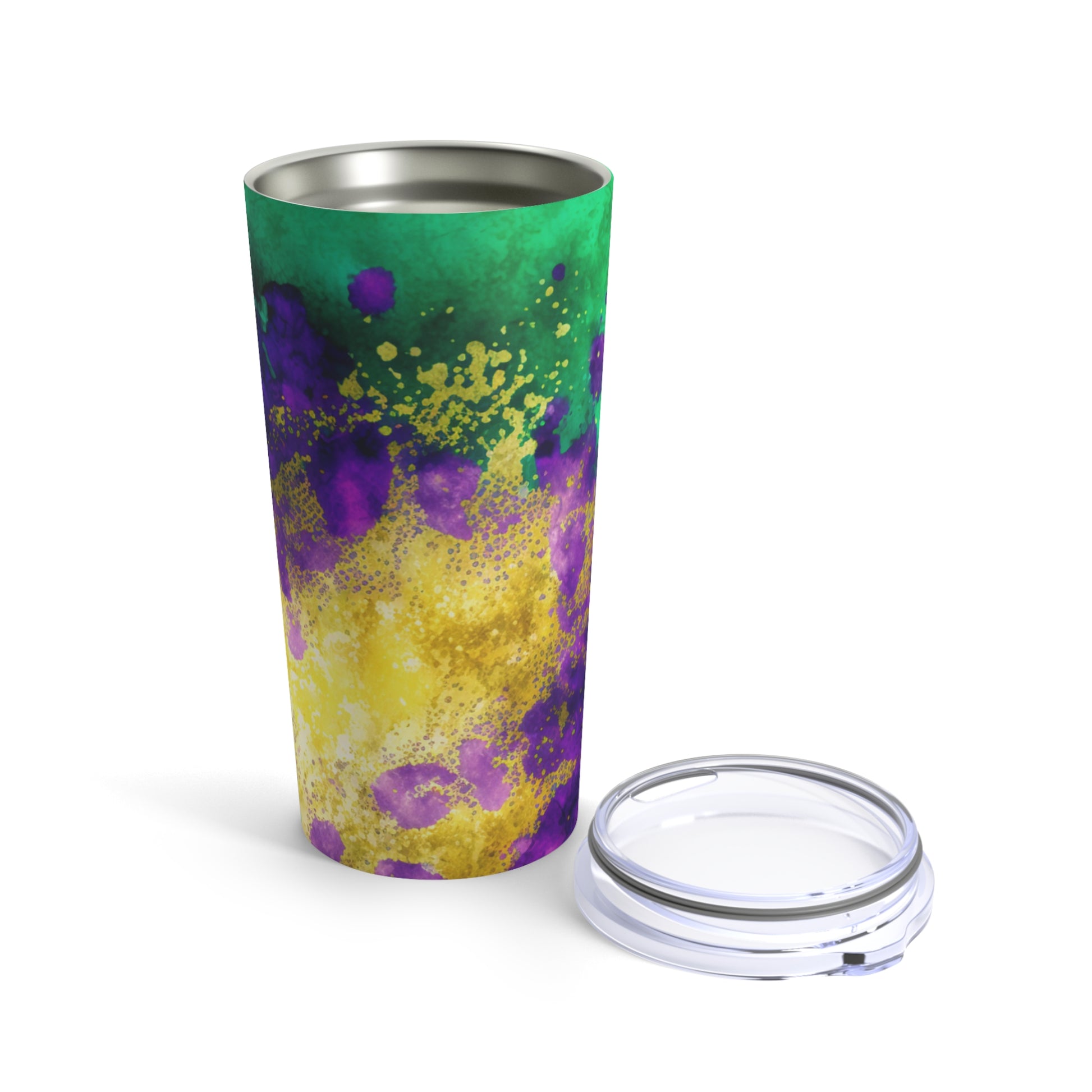 purple green and gold mardi gras themed tumbler