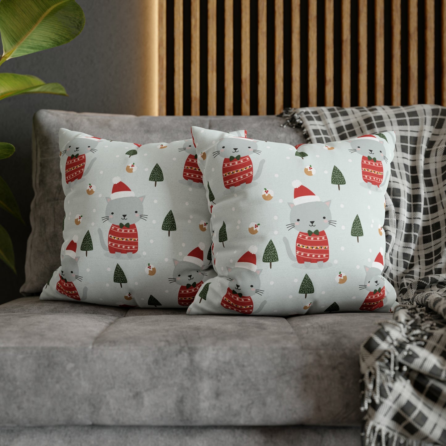 Xmas Kitty Christmas Pillow Cover