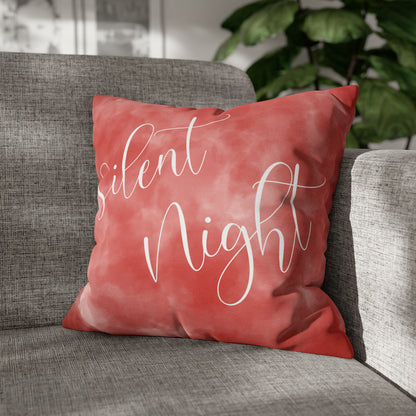 Watercolor Silent Night Christmas Pillow Cover, Red