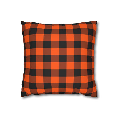 Black & Orange Gingham - Halloween Pillow Cover