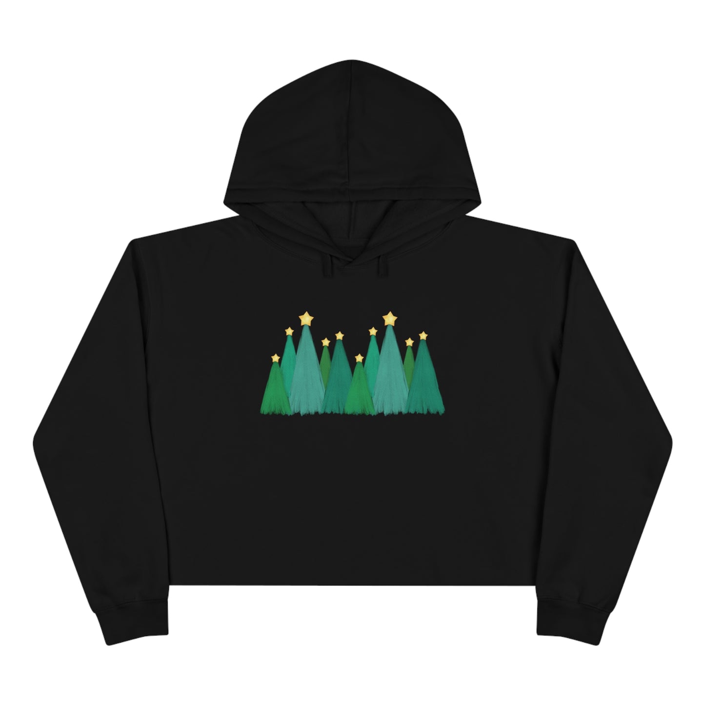 Green Christmas Trees Cropped Christmas Hoodie