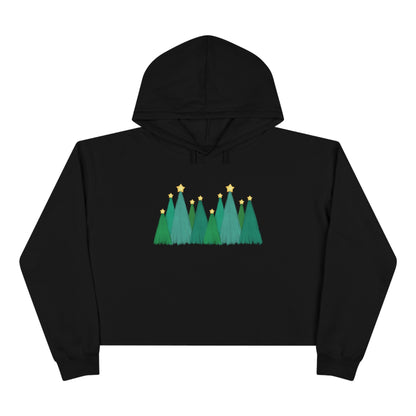 Green Christmas Trees Cropped Christmas Hoodie