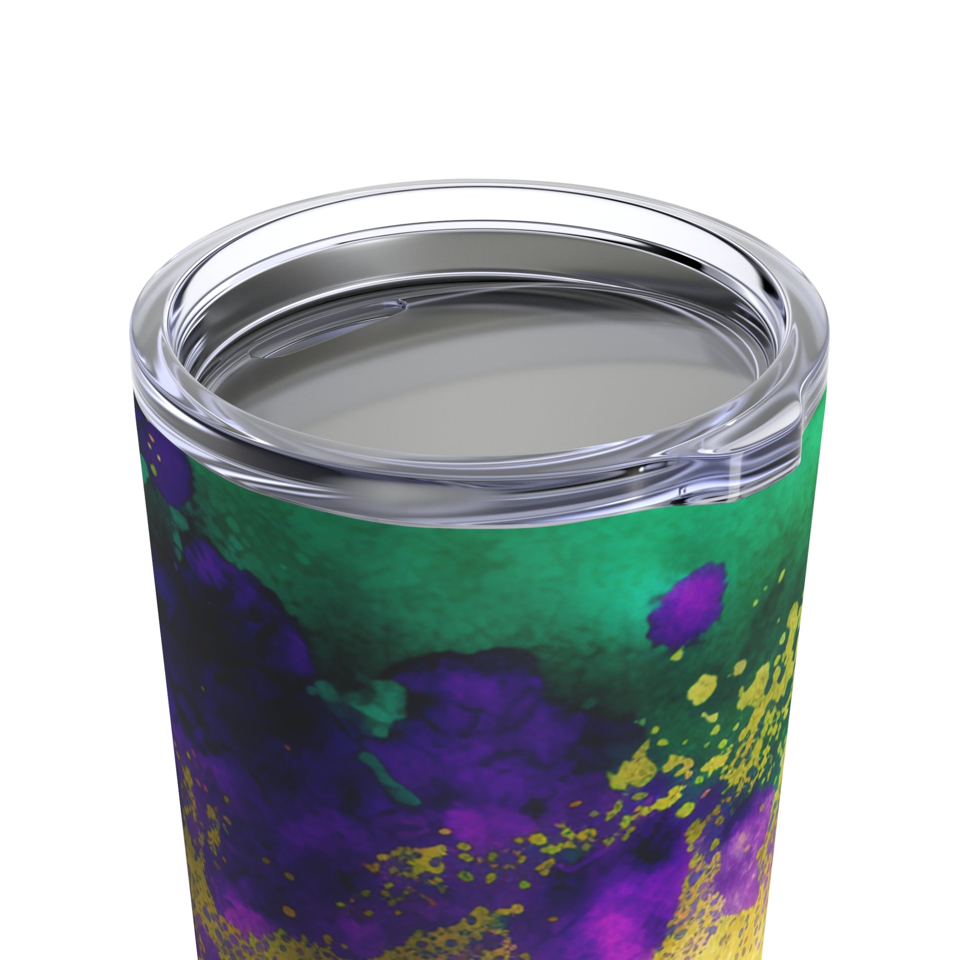 purple green and gold mardi gras themed tumbler