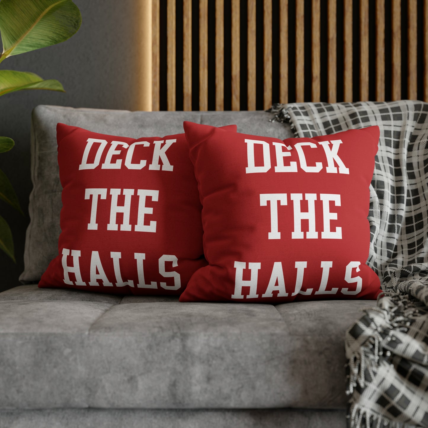 Deck The Halls Christmas Pillow Cover, Red