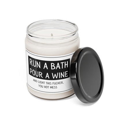 "Run a Bath, Pour a Wine" Scented Soy Candle, 9oz