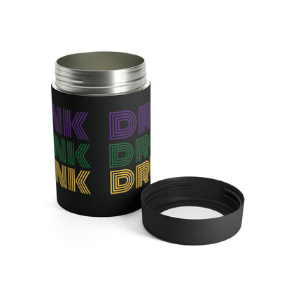 "Drink Drank Drunk" Mardi Gras Can Cooler