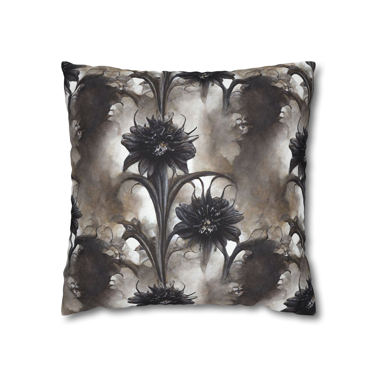 Black Floral - Halloween Pillow Cover