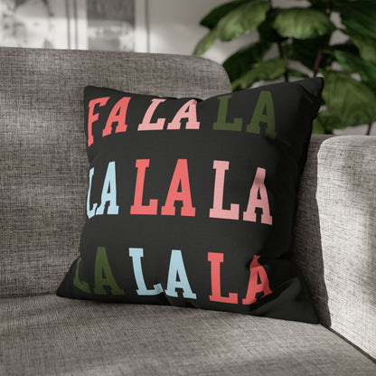 "Fa La La" Christmas Pillow Cover, Black