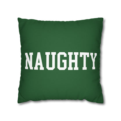 "Naughty" or "Nice" Christmas Pillow Cover, Red & Green