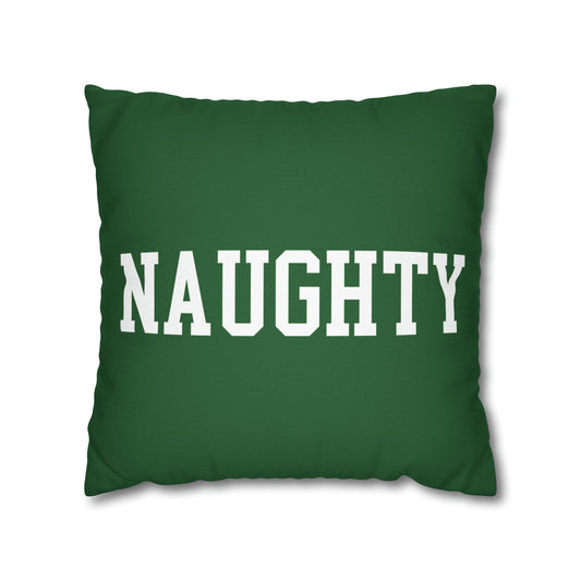 "Naughty" or "Nice" Christmas Pillow Cover, Red & Green